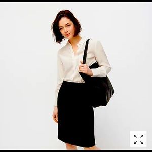 J Crew black pencil skirt, knee length, size 2!